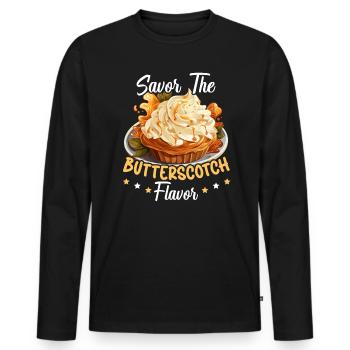 Butterscotch Sweet Caramel Food Foodie Butter - Men's Premium Organic Long Sleeve Shirt - black - Front - Nico (187cm)