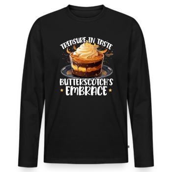 Butterscotch Sweet Caramel Food Foodie Butter - Men's Premium Organic Long Sleeve Shirt - black - Front - Nico (187cm)