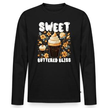 Butterscotch Sweet Caramel Food Foodie Butter - Men's Premium Organic Long Sleeve Shirt - black - Front - Nico (187cm)