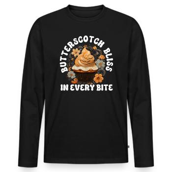 Butterscotch Sweet Caramel Food Foodie Butter - Men's Premium Organic Long Sleeve Shirt - black - Front - Nico (187cm)
