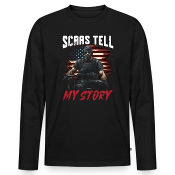 Ancien combattant handicapé militaire soldat de l’armée des États-Unis - T-shirt manches longues Premium bio Homme - noir - Devant - Nico (187cm)