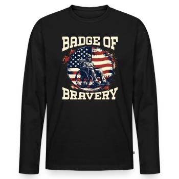 Ancien combattant handicapé militaire soldat de l’armée des États-Unis - T-shirt manches longues Premium bio Homme - noir - Devant - Nico (187cm)