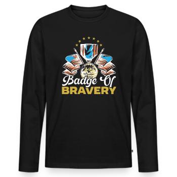 Ancien combattant handicapé militaire soldat de l’armée des États-Unis - T-shirt manches longues Premium bio Homme - noir - Devant - Nico (187cm)