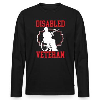 Ancien combattant handicapé militaire soldat de l’armée des États-Unis - T-shirt manches longues Premium bio Homme - noir - Devant - Nico (187cm)