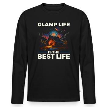 Glamping Camper Nature Camp Tent Happy Glamper - Men's Premium Organic Long Sleeve Shirt - black - Front - Nico (187cm)