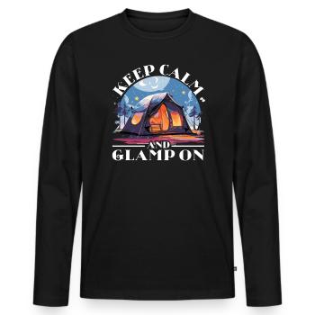 Glamping Camper Nature Camp Tent Happy Glamper - Men's Premium Organic Long Sleeve Shirt - black - Front - Nico (187cm)