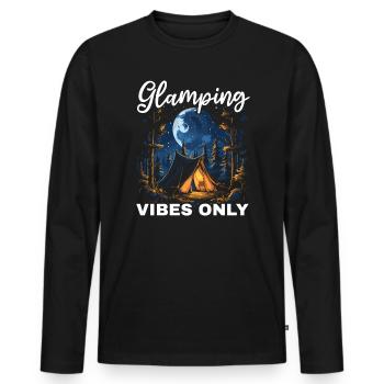 Glamping Camper Nature Camp Tente Happy Glamper - T-shirt manches longues Premium bio Homme - noir - Devant - Nico (187cm)