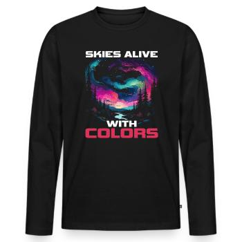 Aurora Borealis Dark Sky Nature Light Display - Men's Premium Organic Long Sleeve Shirt - black - Front - Nico (187cm)