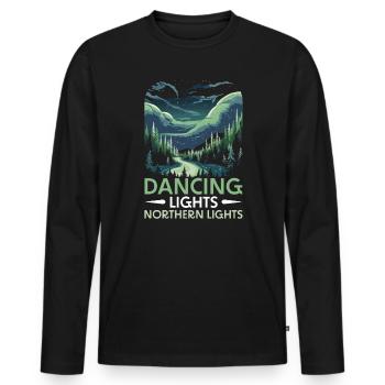 Aurora Borealis Dark Sky Nature Light Display - Men's Premium Organic Long Sleeve Shirt - black - Front - Nico (187cm)