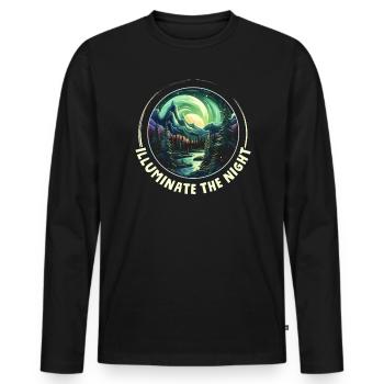 Aurora Borealis Dark Sky Nature Lichtspiel - Männer Premium Bio Langarmshirt - Schwarz - Vorne - Nico (187cm)
