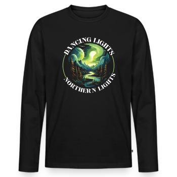 Aurora Borealis Dark Sky Nature Lichtspiel - Männer Premium Bio Langarmshirt - Schwarz - Vorne - Nico (187cm)