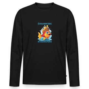 Cartoon Goldfish Crown - Swimming King Boys - Men's Premium Organic Long Sleeve Shirt - black - Front - Nico (187cm)