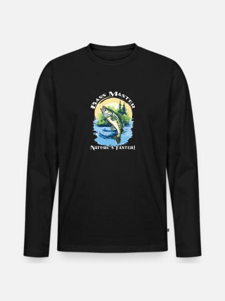 Barsch fischen fisch angeln - Männer Premium Bio Langarmshirt - Schwarz