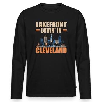Cleveland State Ohio USA America United States - Men's Premium Organic Long Sleeve Shirt - black - Front - Nico (187cm)