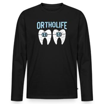 Emploi d’assistant orthodontique Dentiste dentaire - T-shirt manches longues Premium bio Homme - noir - Devant - Nico (187cm)
