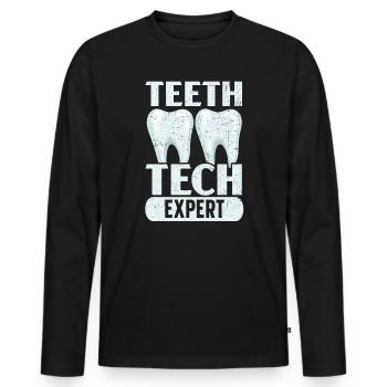 Orthodontic Assistant Job Dental Teeth Dentist - Men's Premium Organic Long Sleeve Shirt - black - Front - Nico (187cm)
