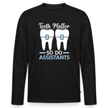 Emploi d’assistant orthodontique Dentiste dentaire - T-shirt manches longues Premium bio Homme - noir - Devant - Nico (187cm)
