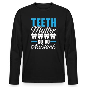 Emploi d’assistant orthodontique Dentiste dentaire - T-shirt manches longues Premium bio Homme - noir - Devant - Nico (187cm)