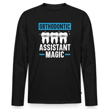 Emploi d’assistant orthodontique Dentiste dentaire - T-shirt manches longues Premium bio Homme - noir - Devant - Nico (187cm)