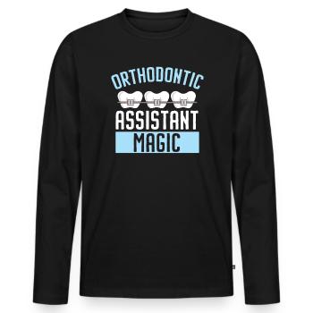 Emploi d’assistant orthodontique Dentiste dentaire - T-shirt manches longues Premium bio Homme - noir - Devant - Nico (187cm)