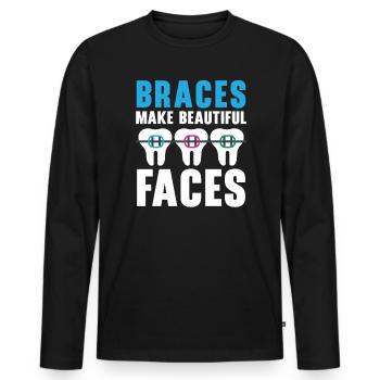 Emploi d’assistant orthodontique Dentiste dentaire - T-shirt manches longues Premium bio Homme - noir - Devant - Nico (187cm)