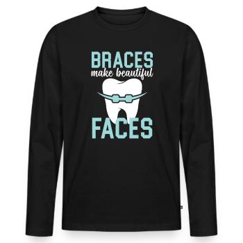 Emploi d’assistant orthodontique Dentiste dentaire - T-shirt manches longues Premium bio Homme - noir - Devant - Nico (187cm)