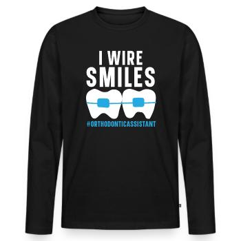 Emploi d’assistant orthodontique Dentiste dentaire - T-shirt manches longues Premium bio Homme - noir - Devant - Nico (187cm)