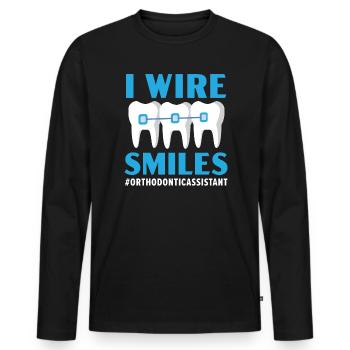 Emploi d’assistant orthodontique Dentiste dentaire - T-shirt manches longues Premium bio Homme - noir - Devant - Nico (187cm)