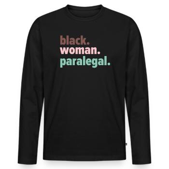 Assistante juridique Profession d’étudiante en droit Parajuriste - T-shirt manches longues Premium bio Homme - noir - Devant - Nico (187cm)