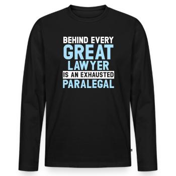 Assistante juridique Profession d’étudiante en droit Parajuriste - T-shirt manches longues Premium bio Homme - noir - Devant - Nico (187cm)