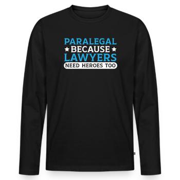 Assistante juridique Profession d’étudiante en droit Parajuriste - T-shirt manches longues Premium bio Homme - noir - Devant - Nico (187cm)