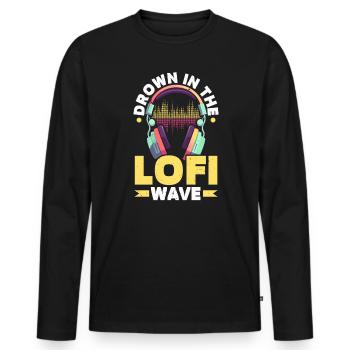Lofi Music Lover Low Fidelity Japanese Aesthetic - Men's Premium Organic Long Sleeve Shirt - black - Front - Nico (187cm)