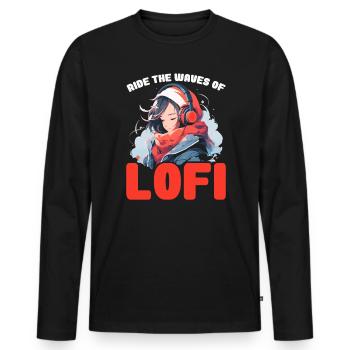 Lofi Music Lover Low Fidelity Japanische Ästhetik - Männer Premium Bio Langarmshirt - Schwarz - Vorne - Nico (187cm)