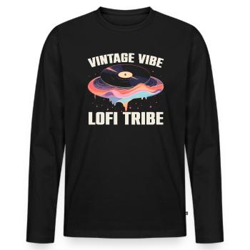 Lofi Mélomane Basse Fidélité Esthétique Japonaise - T-shirt manches longues Premium bio Homme - noir - Devant - Nico (187cm)