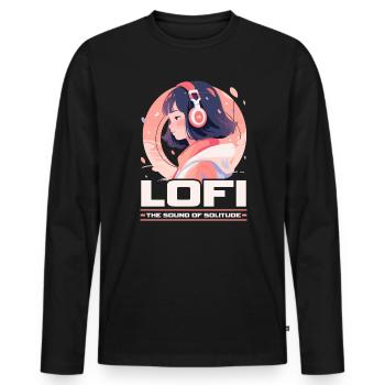 Lofi Mélomane Basse Fidélité Esthétique Japonaise - T-shirt manches longues Premium bio Homme - noir - Devant - Nico (187cm)