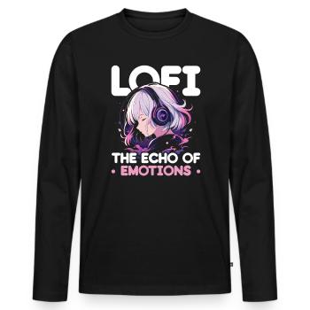 Lofi Mélomane Basse Fidélité Esthétique Japonaise - T-shirt manches longues Premium bio Homme - noir - Devant - Nico (187cm)