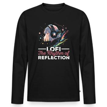 Lofi Mélomane Basse Fidélité Esthétique Japonaise - T-shirt manches longues Premium bio Homme - noir - Devant - Nico (187cm)