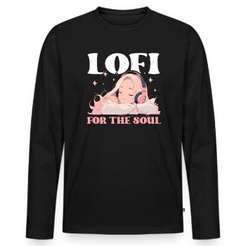 Lofi Music Lover Low Fidelity Japanese Aesthetic - Men's Premium Organic Long Sleeve Shirt - black - Front - Nico (187cm)