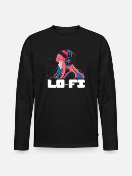 Lofi Music Lover Low Fidelity Japanese Aesthetic - Men's Premium Organic Long Sleeve Shirt - black