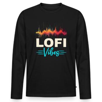 Lofi Mélomane Basse Fidélité Esthétique Japonaise - T-shirt manches longues Premium bio Homme - noir - Devant - Nico (187cm)