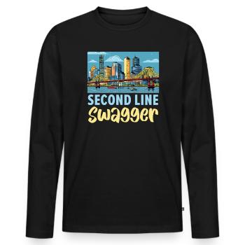 La Nouvelle-Orléans, Louisiane, États-Unis, États-Unis - T-shirt manches longues Premium bio Homme - noir - Devant - Nico (187cm)