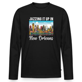 La Nouvelle-Orléans, Louisiane, États-Unis, États-Unis - T-shirt manches longues Premium bio Homme - noir - Devant - Nico (187cm)
