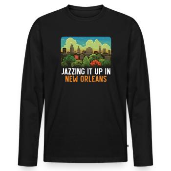La Nouvelle-Orléans, Louisiane, États-Unis, États-Unis - T-shirt manches longues Premium bio Homme - noir - Devant - Nico (187cm)
