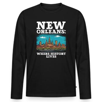 La Nouvelle-Orléans, Louisiane, États-Unis, États-Unis - T-shirt manches longues Premium bio Homme - noir - Devant - Nico (187cm)