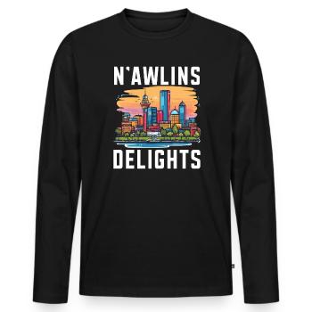 La Nouvelle-Orléans, Louisiane, États-Unis, États-Unis - T-shirt manches longues Premium bio Homme - noir - Devant - Nico (187cm)