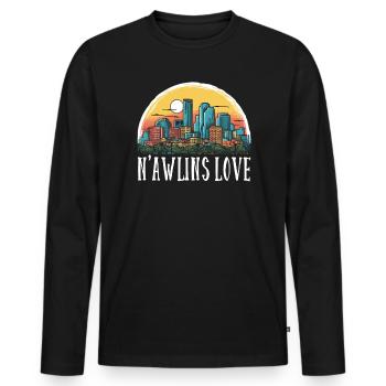 La Nouvelle-Orléans, Louisiane, États-Unis, États-Unis - T-shirt manches longues Premium bio Homme - noir - Devant - Nico (187cm)