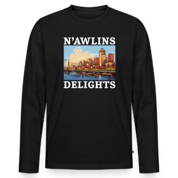 La Nouvelle-Orléans, Louisiane, États-Unis, États-Unis - T-shirt manches longues Premium bio Homme - noir - Devant - Nico (187cm)
