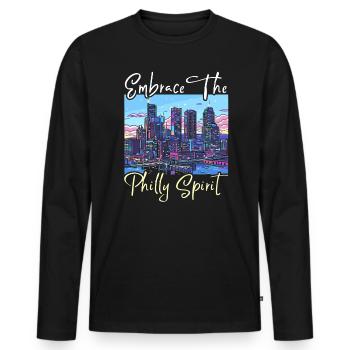 Philadelphia City, Pennsylvanie, États-Unis, États-Unis - T-shirt manches longues Premium bio Homme - noir - Devant - Nico (187cm)