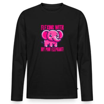 funny pink elephant with saying - Men's Premium Organic Long Sleeve Shirt - black - Front - Nico (187cm)