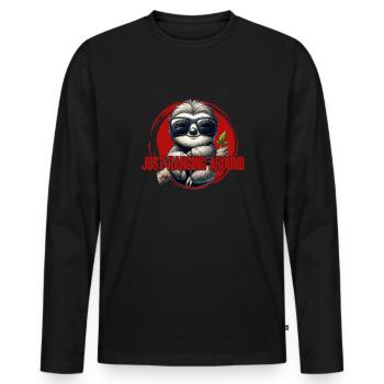 Drôle de paresseux avec des lunettes de soleil relaxant - T-shirt manches longues Premium bio Homme - noir - Devant - Nico (187cm)